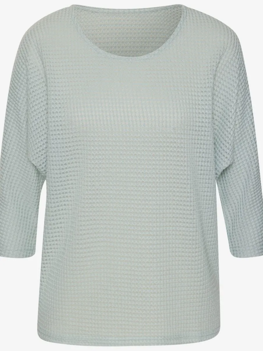 T-shirt à manches 3/4 en matière gaufrée légère