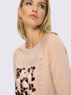 T-shirt à manches 3/4 en viscose douce avec imprimé graphique