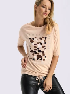 T-shirt à manches 3/4 en viscose douce avec imprimé graphique