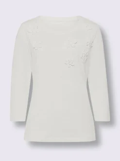T-shirt à manches 3/4 et applications florales raffinées