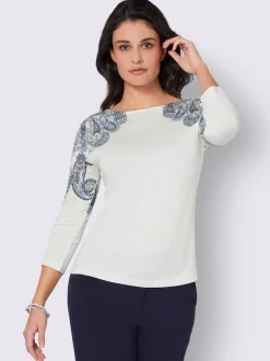 T-shirt à manches 3/4 imprimé paisley en viscose