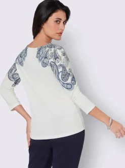T-shirt à manches 3/4 imprimé paisley en viscose
