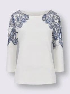T-shirt à manches 3/4 imprimé paisley en viscose