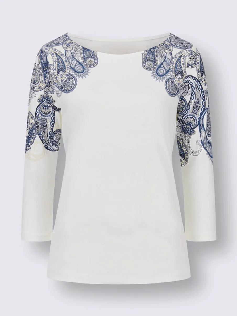 T-shirt à manches 3/4 imprimé paisley en viscose