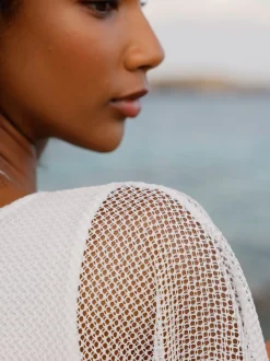 T-shirt à manches kimono avec motif ajouré et débardeur intégré