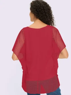 T-shirt à manches kimono avec motif ajouré et débardeur intégré
