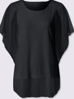 T-shirt à manches kimono avec motif ajouré et débardeur intégré