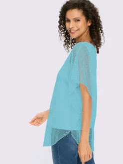 T-shirt à manches kimono avec motif ajouré et débardeur intégré