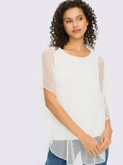 T-shirt à manches kimono avec motif ajouré et débardeur intégré