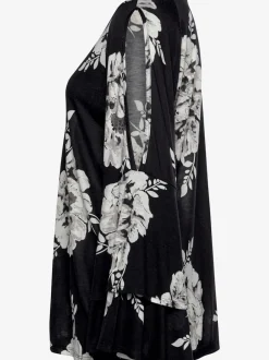 T-shirt à manches larges avec encolure trou de serrure et motifs floraux