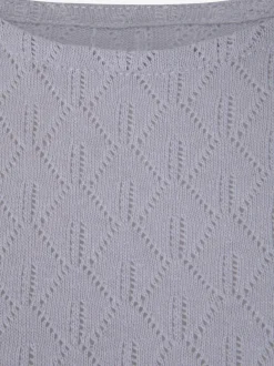 T-shirt manches longues au tricot fin ajouré coton