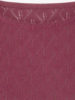 T-shirt manches longues au tricot fin ajouré coton