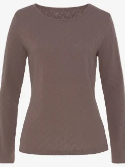 T-shirt manches longues au tricot fin ajouré coton