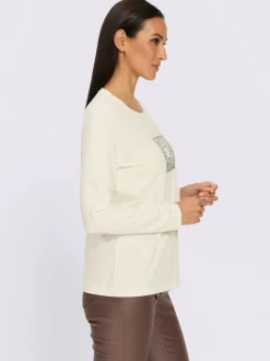 T-shirt à manches longues avec application de pierres brillantes