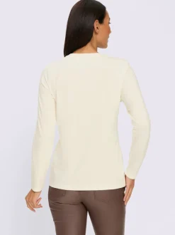 T-shirt à manches longues avec application de pierres brillantes