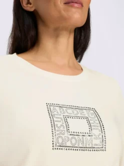 T-shirt à manches longues avec application de pierres brillantes