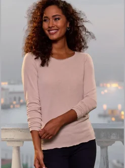 T-shirt à manches longues avec bords pailletés et finitions raffinées