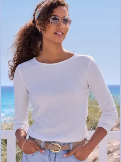 T-shirt à manches longues avec col rond en viscose et polyester recyclé