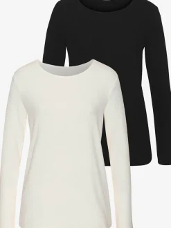 T-shirt à manches longues avec col rond en viscose et polyester recyclé