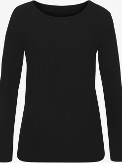 T-shirt à manches longues avec col rond en viscose et polyester recyclé