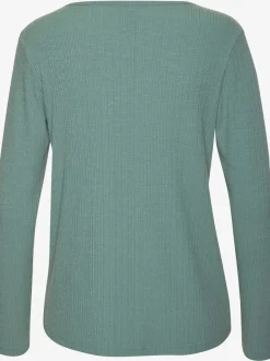T-shirt à manches longues avec col rond en viscose et polyester recyclé