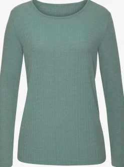 T-shirt à manches longues avec col rond en viscose et polyester recyclé