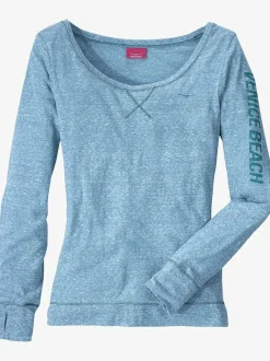 T-shirt à manches longues avec coutures contrastées et imprimé sportif