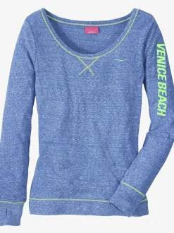 T-shirt à manches longues avec coutures contrastées et imprimé sportif