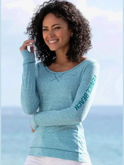 T-shirt à manches longues avec coutures contrastées et imprimé sportif