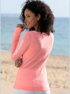 T-shirt à manches longues avec coutures contrastées et imprimé sportif