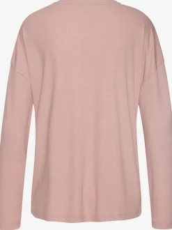T-shirt à manches longues avec col V en tricot côtelé