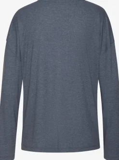 T-shirt à manches longues avec col V en tricot côtelé