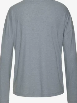 T-shirt à manches longues avec col V en tricot côtelé