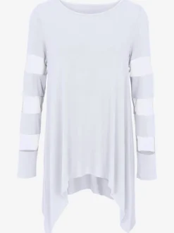 T-shirt à manches longues avec empiècements transparents flatteur