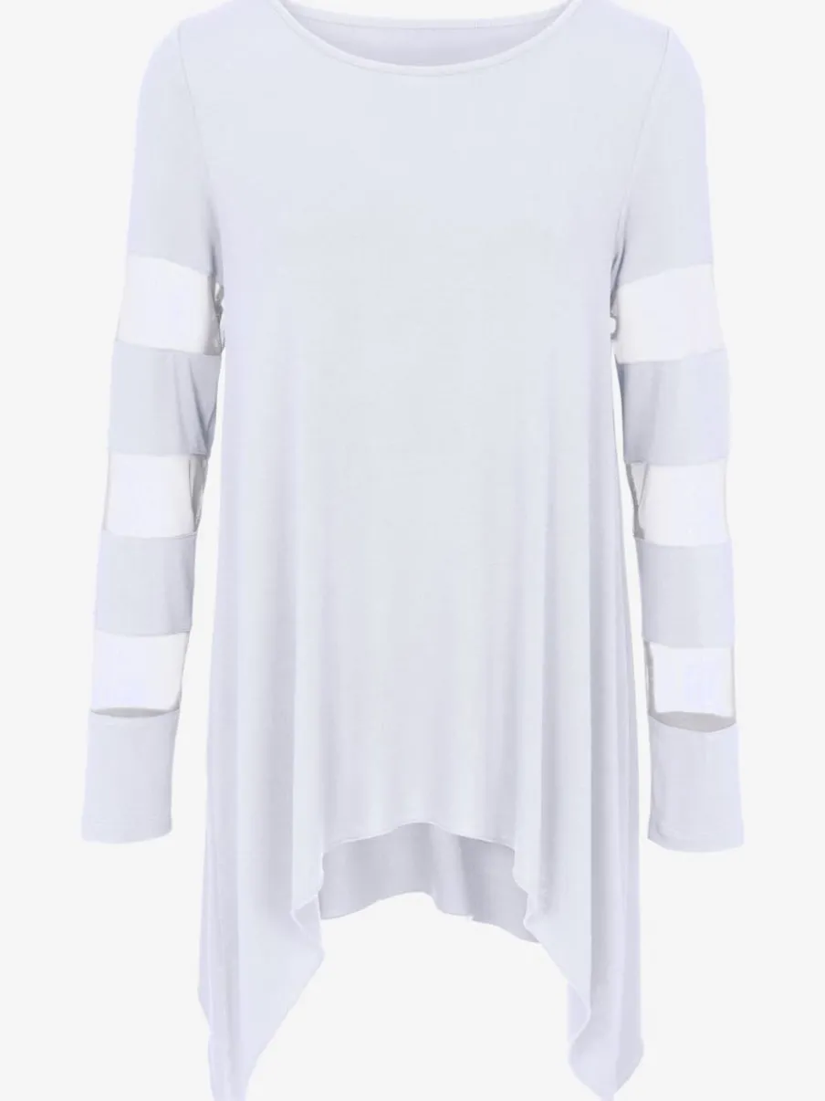 T-shirt à manches longues avec empiècements transparents flatteur