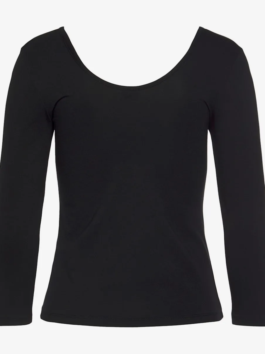 T-shirt manches longues avec encolure arrondie et ourlet droit