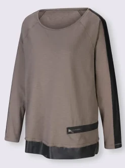 T-shirt à manches longues avec empiècements en imitation cuir