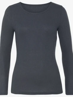 T-shirt manches longues avec effet piqué et coupe près du corps