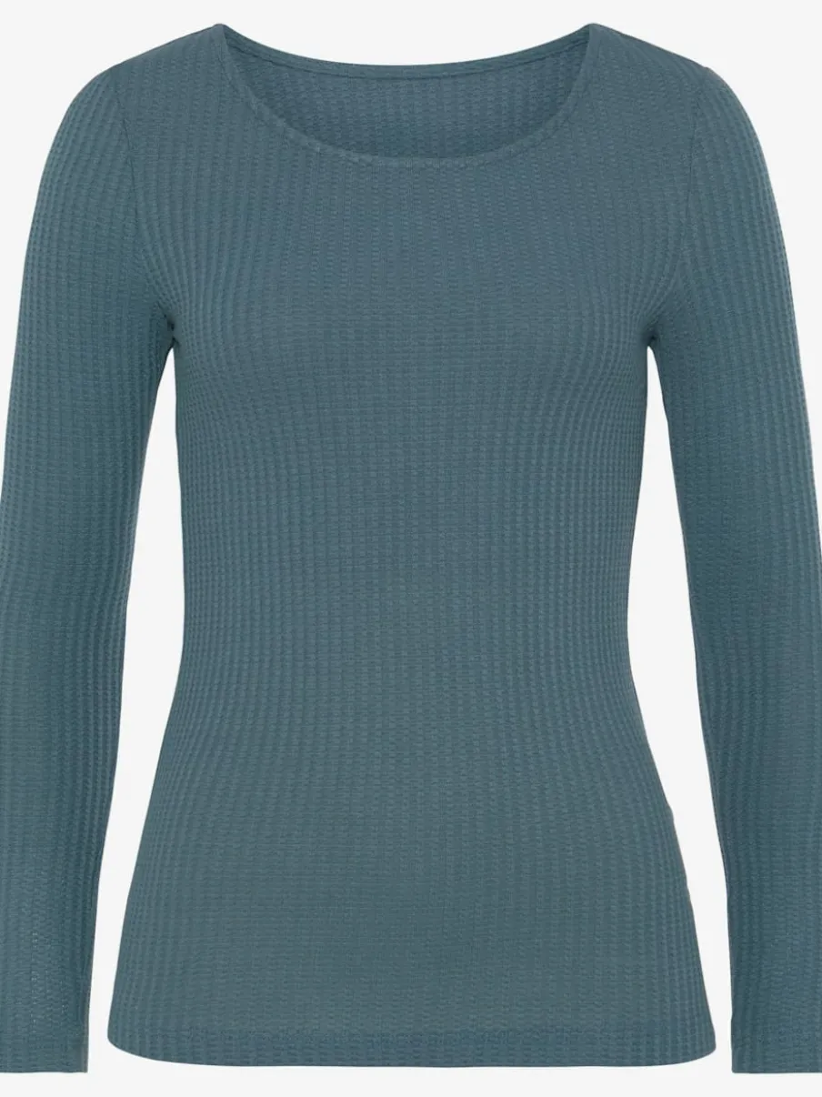 T-shirt manches longues avec effet piqué et coupe près du corps