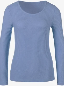 T-shirt manches longues avec effet piqué et coupe près du corps