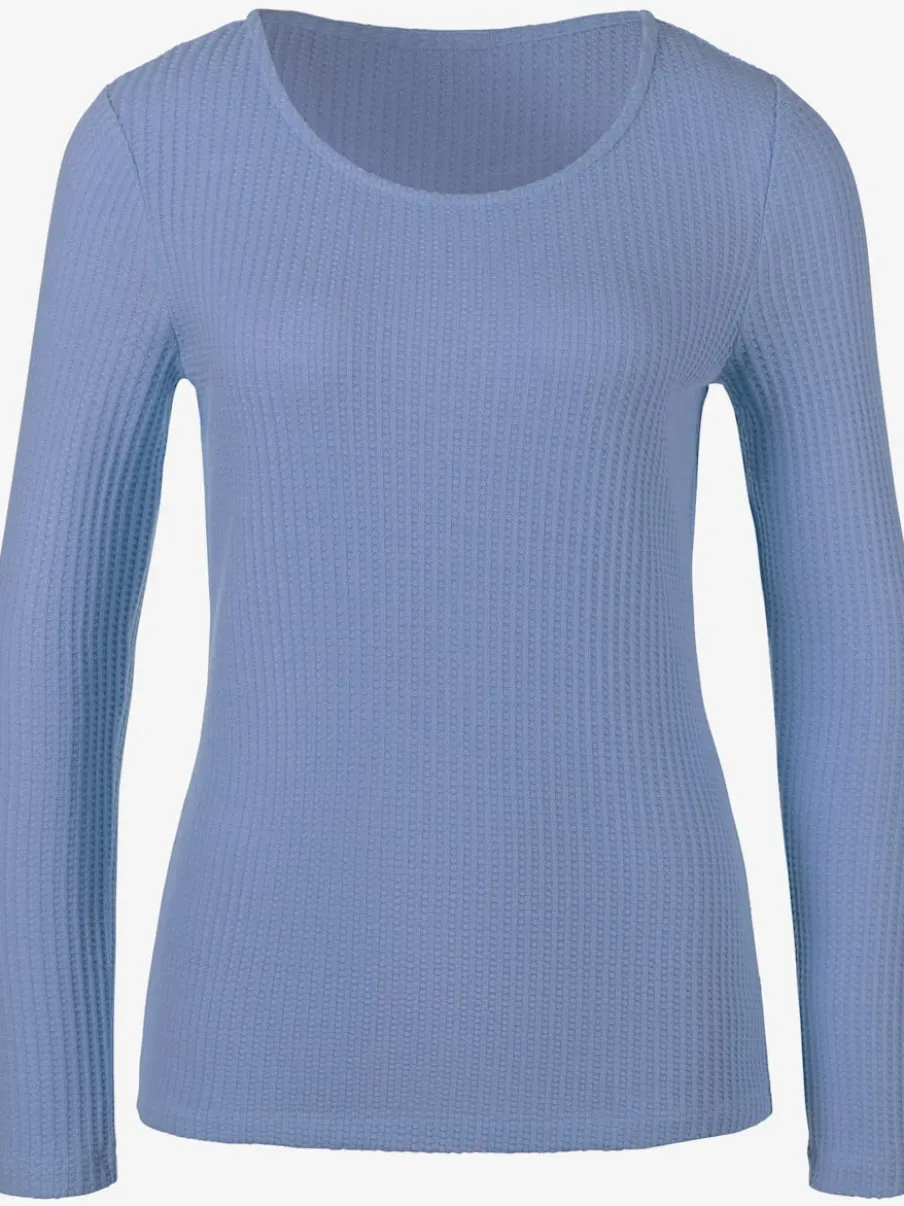 T-shirt manches longues avec effet piqué et coupe près du corps
