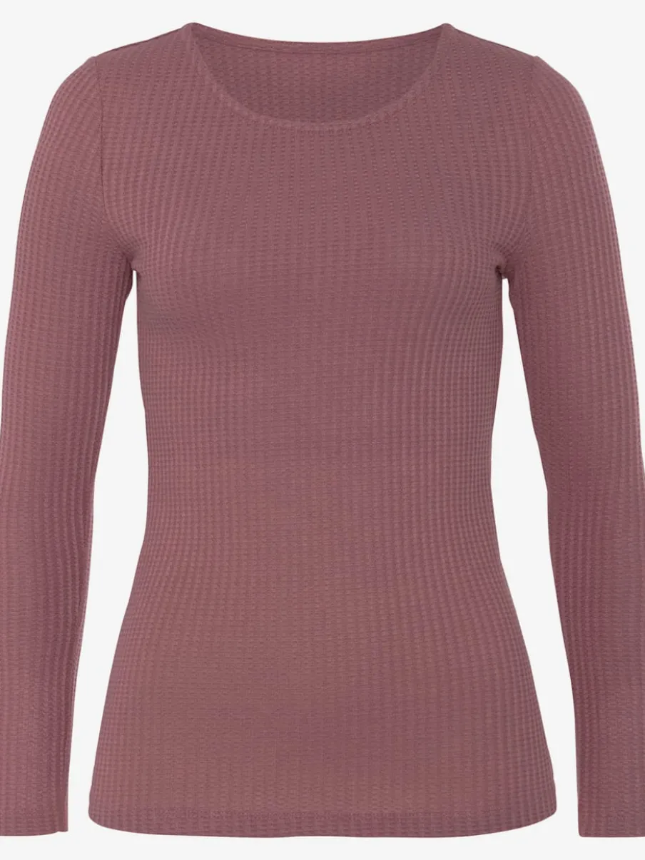 T-shirt manches longues avec effet piqué et coupe près du corps
