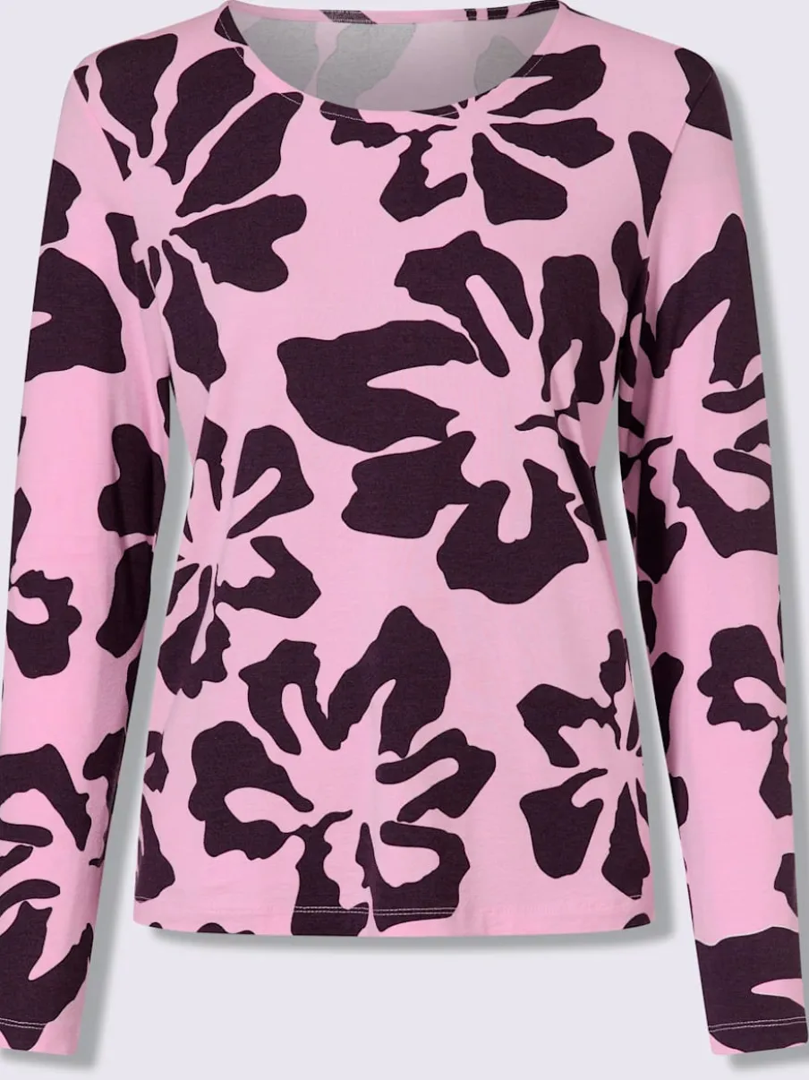 T-shirt à manches longues avec imprimé floral en viscose ECOVERO