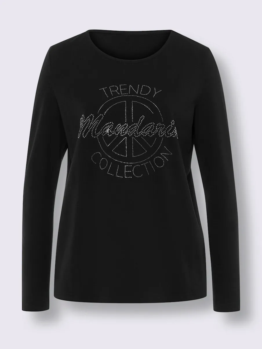 T-shirt manches longues avec inscription et pierres fantaisie