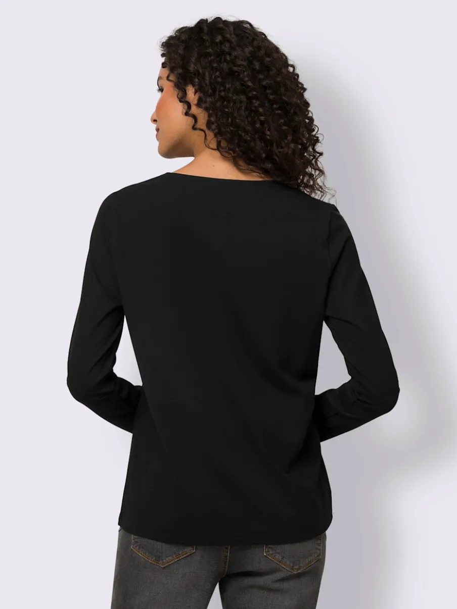 T-shirt manches longues avec inscription et pierres fantaisie
