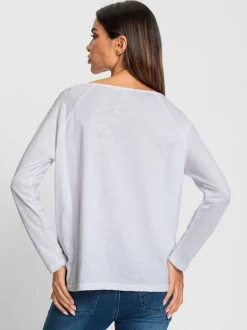 T-shirt manches longues avec inscription et motif graphique