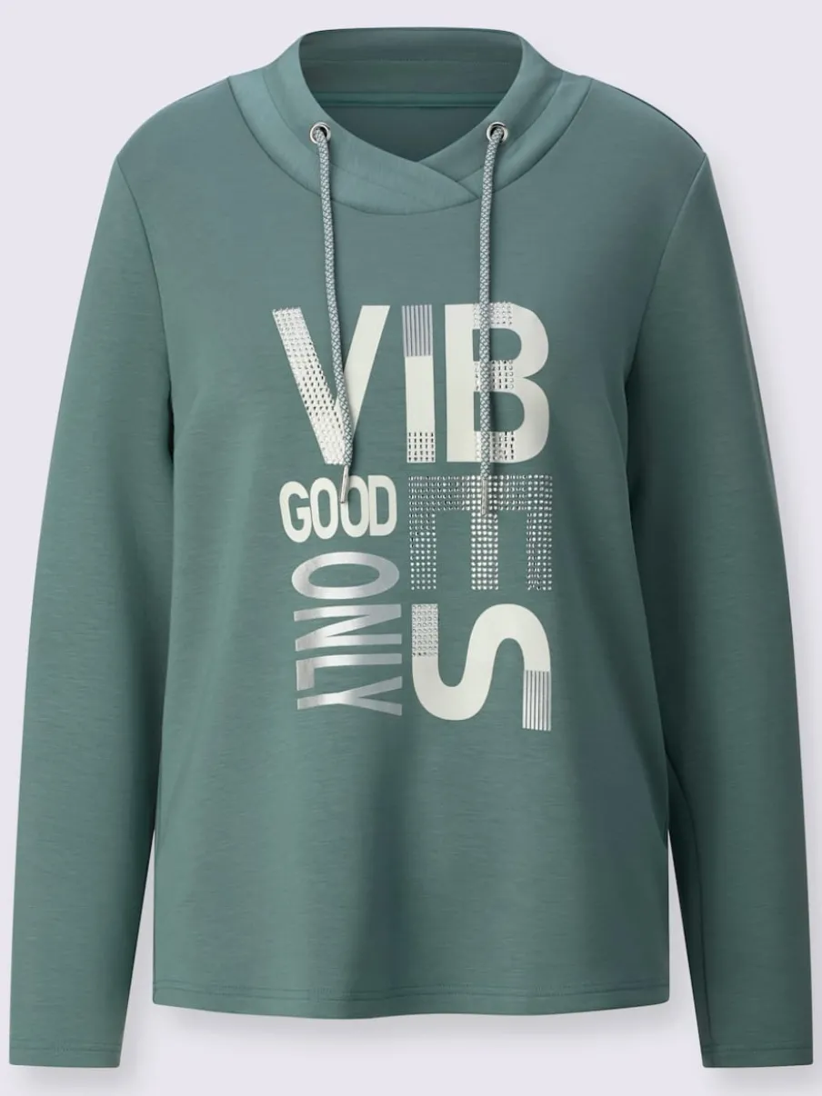 T-shirt à manches longues avec lettrage et embellissements brillants