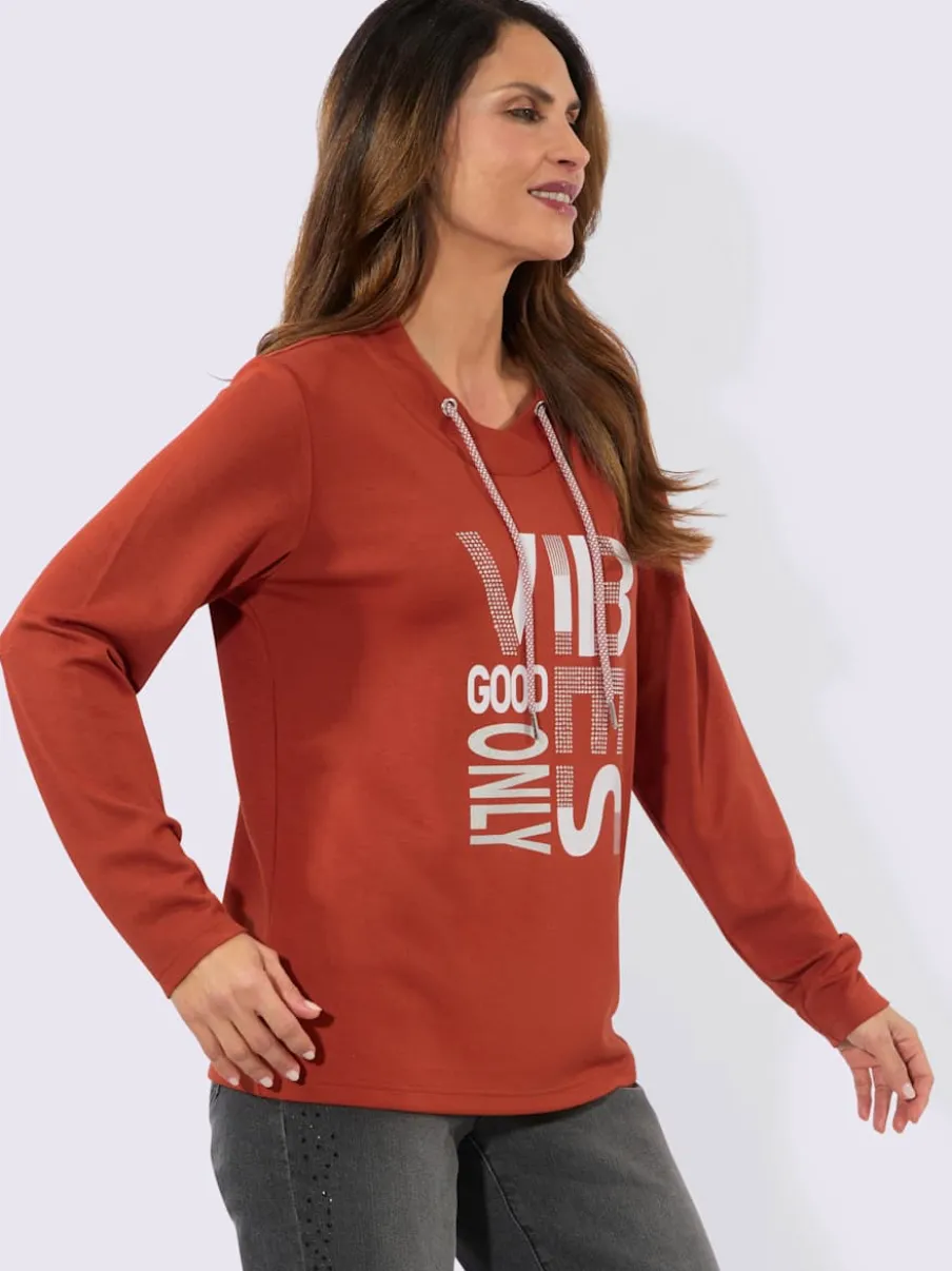 T-shirt à manches longues avec lettrage et embellissements brillants
