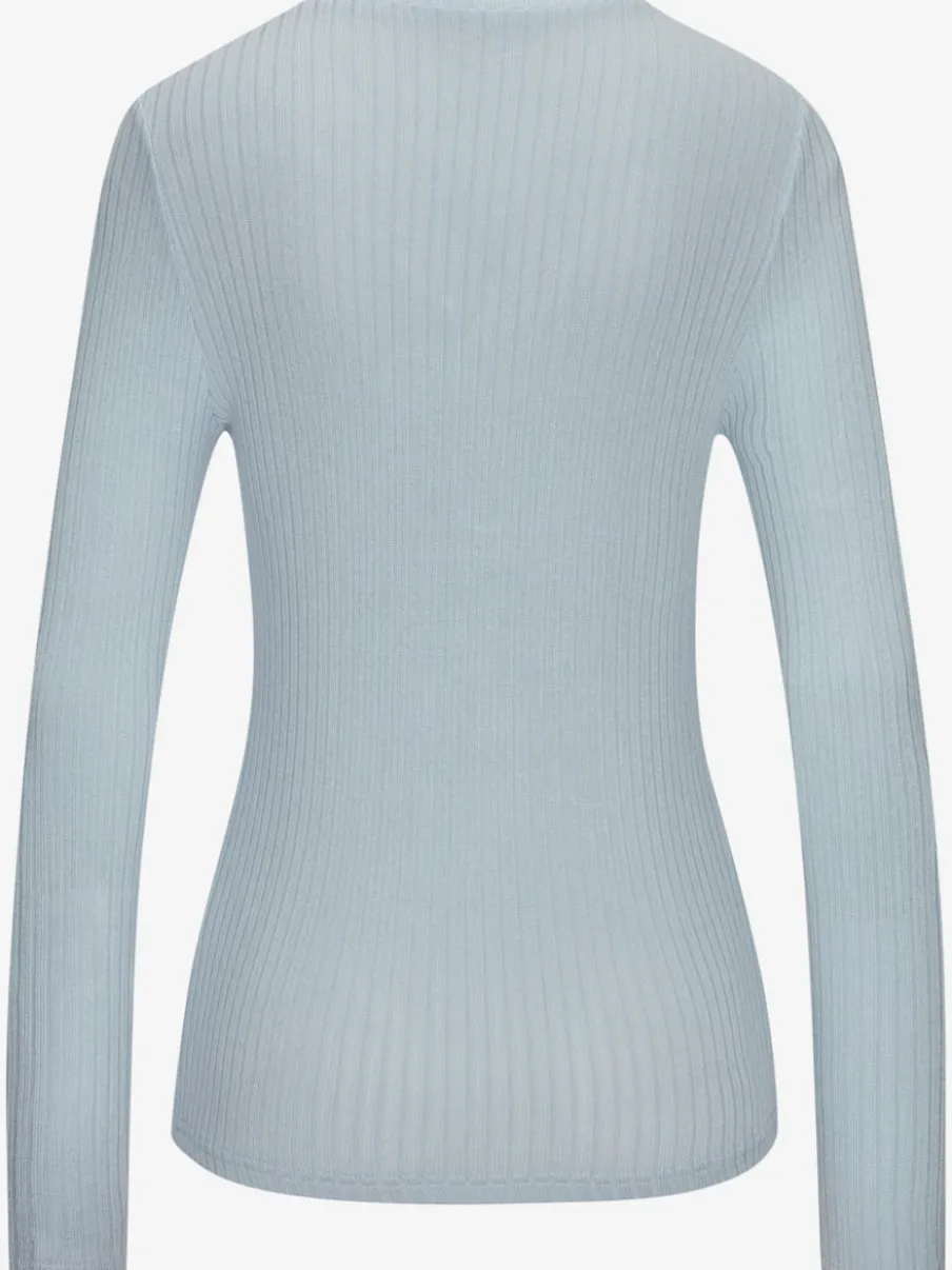 T-shirt à manches longues avec patte de boutonnage et boutons imitation corne