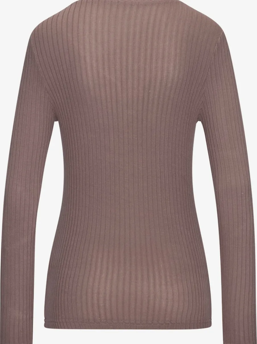 T-shirt à manches longues avec patte de boutonnage et boutons imitation corne